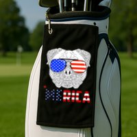 Merica 4th Of July Cool Bulldog Funny Golf Towel