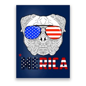 Merica 4th Of July Cool Bulldog Funny Poster