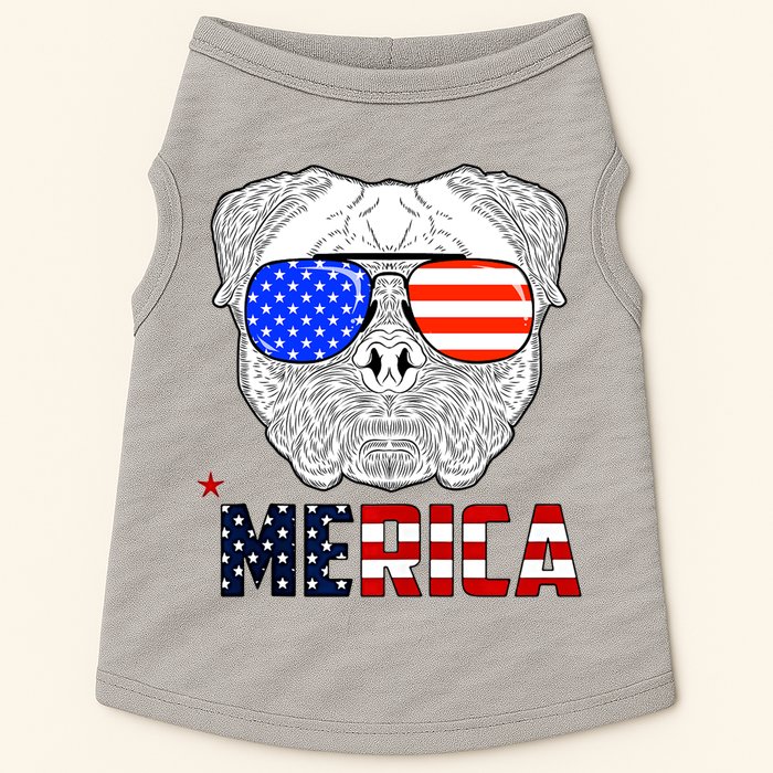 Merica 4th Of July Cool Bulldog Funny Doggie Tank