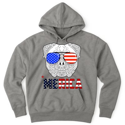Merica 4th Of July Cool Bulldog Funny Hoodie