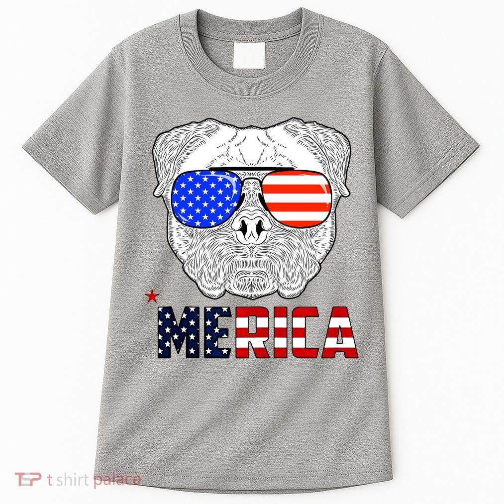 Merica 4th Of July Cool Bulldog Funny Tall T-Shirt