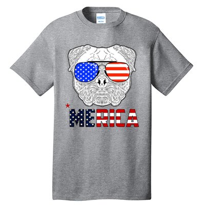 Merica 4th Of July Cool Bulldog Funny Tall T-Shirt