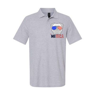 Merica 4th Of July Cool Bulldog Funny Softstyle Adult Sport Polo