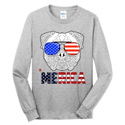 Merica 4th Of July Cool Bulldog Funny Tall Long Sleeve T-Shirt