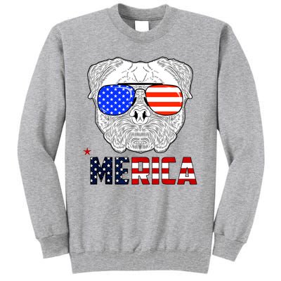 Merica 4th Of July Cool Bulldog Funny Tall Sweatshirt