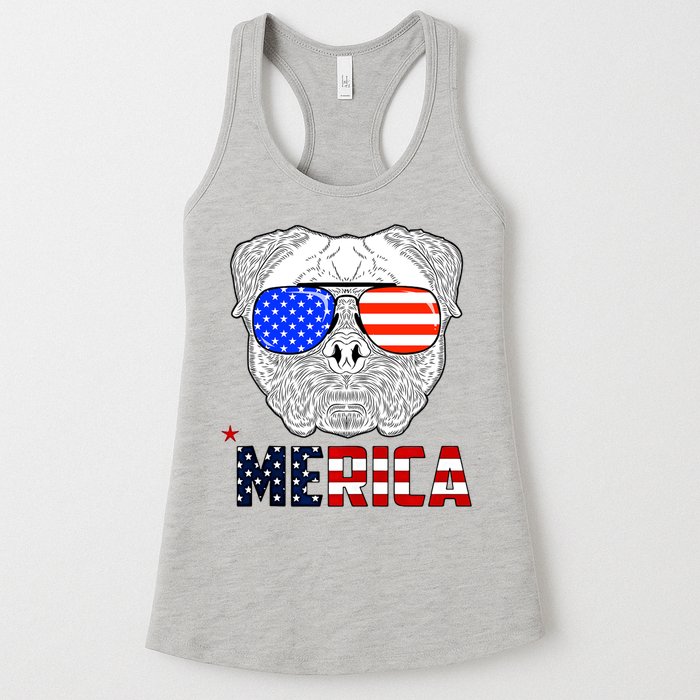 Merica 4th Of July Cool Bulldog Funny Womens Tank Top