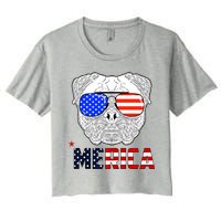 Merica 4th Of July Cool Bulldog Funny Women's Crop Top Tee