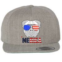 Merica 4th Of July Cool Bulldog Funny Wool Snapback Cap