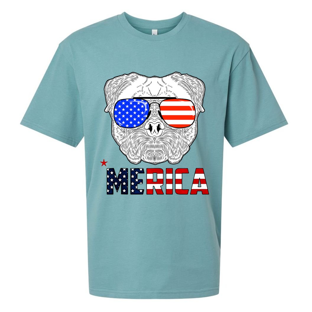 Merica 4th Of July Cool Bulldog Funny Sueded Cloud Jersey T-Shirt
