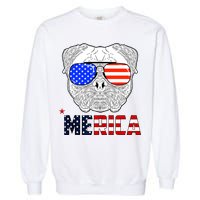 Merica 4th Of July Cool Bulldog Funny Garment-Dyed Sweatshirt