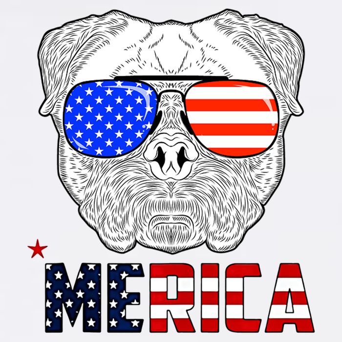 Merica 4th Of July Cool Bulldog Funny Garment-Dyed Sweatshirt