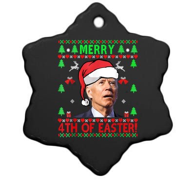 Merry 4th Of Easter Funny Joe Biden Christmas Ugly Sweater Ceramic Star Ornament