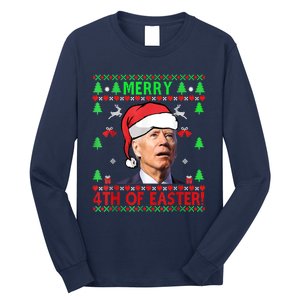 Merry 4th Of Easter Funny Joe Biden Christmas Ugly Sweater Long Sleeve Shirt