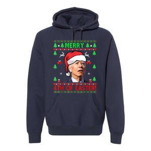 Merry 4th Of Easter Funny Joe Biden Christmas Ugly Sweater Premium Hoodie