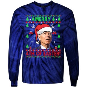 Merry 4th Of Easter Funny Joe Biden Christmas Ugly Sweater Tie-Dye Long Sleeve Shirt