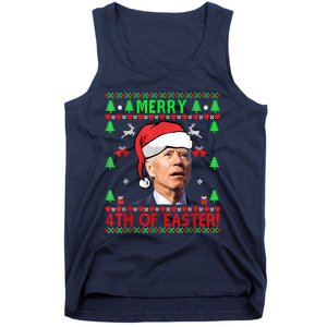 Merry 4th Of Easter Funny Joe Biden Christmas Ugly Sweater Tank Top