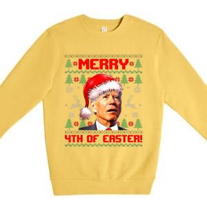 Merry 4th Of Easter Funny Joe Biden Christmas Ugly Sweater Premium Crewneck Sweatshirt