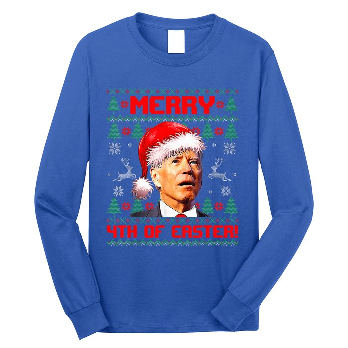 Merry 4th Of Easter Funny Joe Biden Christmas Ugly Sweater Long Sleeve Shirt