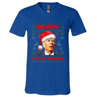 Merry 4th Of Easter Funny Joe Biden Christmas Ugly Sweater V-Neck T-Shirt