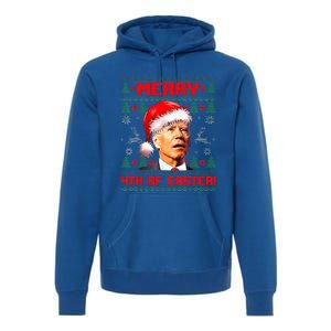 Merry 4th Of Easter Funny Joe Biden Christmas Ugly Sweater Premium Hoodie