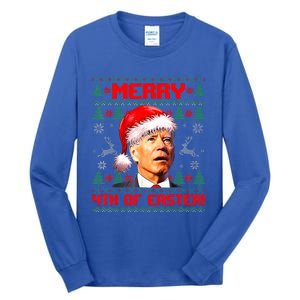 Merry 4th Of Easter Funny Joe Biden Christmas Ugly Sweater Tall Long Sleeve T-Shirt