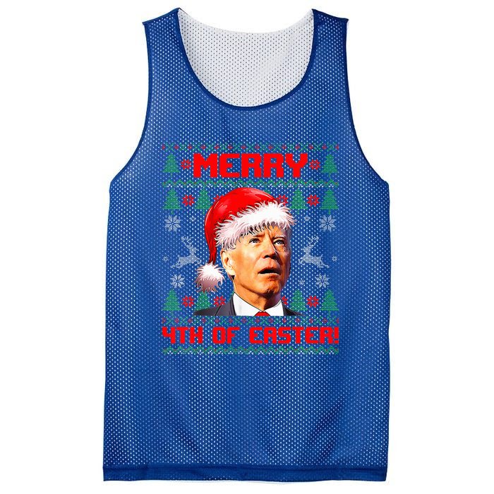 Merry 4th Of Easter Funny Joe Biden Christmas Ugly Sweater Mesh Reversible Basketball Jersey Tank