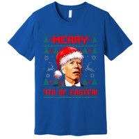 Merry 4th Of Easter Funny Joe Biden Christmas Ugly Sweater Premium T-Shirt