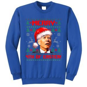 Merry 4th Of Easter Funny Joe Biden Christmas Ugly Sweater Tall Sweatshirt