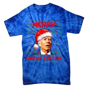 Merry 4th Of Easter Funny Joe Biden Christmas Ugly Sweater Tie-Dye T-Shirt