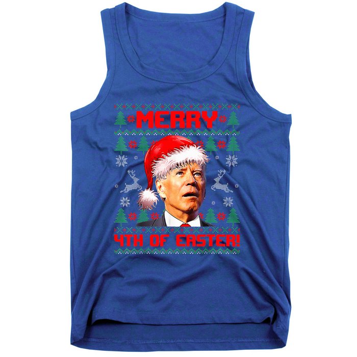 Merry 4th Of Easter Funny Joe Biden Christmas Ugly Sweater Tank Top