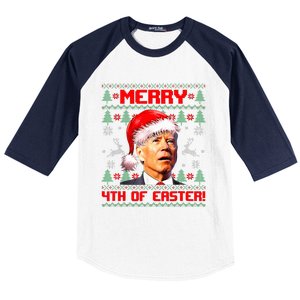 Merry 4th Of Easter Funny Joe Biden Christmas Ugly Sweater Baseball Sleeve Shirt