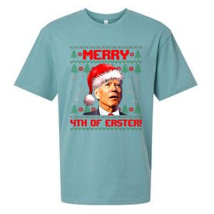 Merry 4th Of Easter Funny Joe Biden Christmas Ugly Sweater Sueded Cloud Jersey T-Shirt