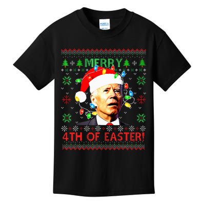 Merry 4th Of Easter Santa Joe Biden Ugly Christmas Sweater Kids T-Shirt