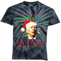 Merry 4th Of Easter Santa Joe Biden Ugly Christmas Sweater Kids Tie-Dye T-Shirt