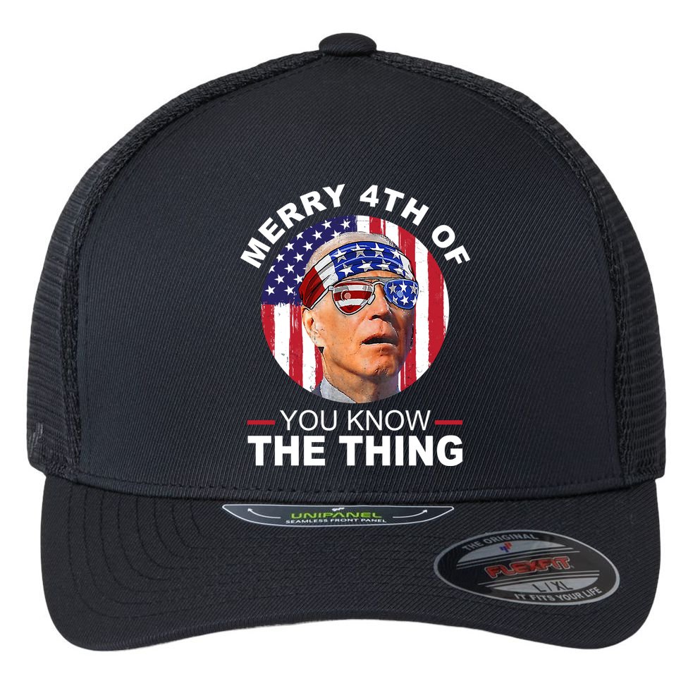 Merry 4th Of You Know The Thing Confused Biden 4th Of July Flexfit Unipanel Trucker Cap