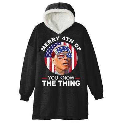 Merry 4th Of You Know The Thing Confused Biden 4th Of July Hooded Wearable Blanket