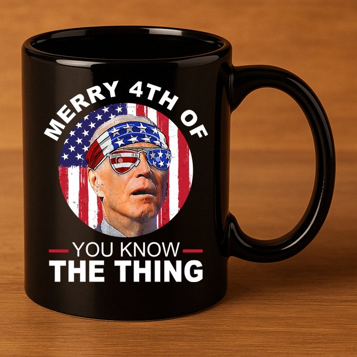 Merry 4th Of You Know The Thing Confused Biden 4th Of July 11oz C Handle Ceramic Mug