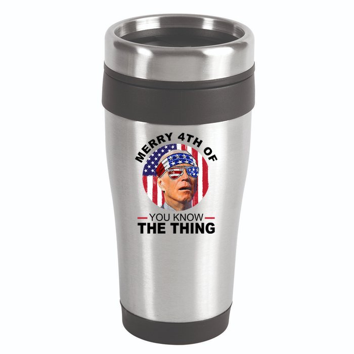 Merry 4th Of You Know The Thing Confused Biden 4th Of July 16oz Travel Tumbler