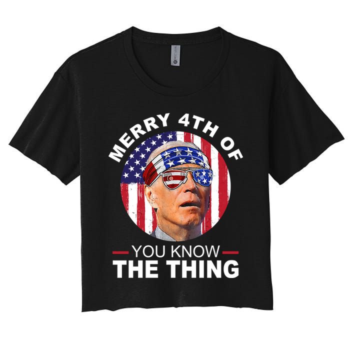 Merry 4th Of You Know The Thing Confused Biden 4th Of July Crop Top