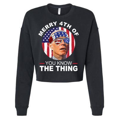 Merry 4th Of You Know The Thing Confused Biden 4th Of July Cropped Pullover Crew