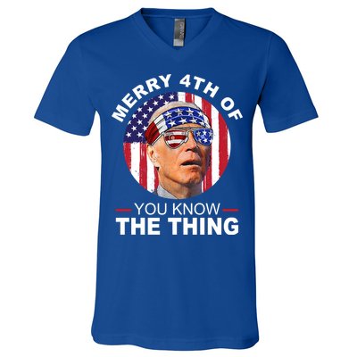 Merry 4th Of You Know The Thing Confused Biden 4th Of July V-Neck T-Shirt