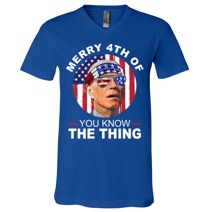 Merry 4th Of You Know The Thing Confused Biden 4th Of July V-Neck T-Shirt
