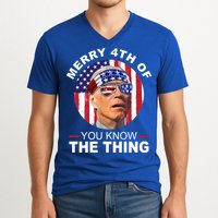 Merry 4th Of You Know The Thing Confused Biden 4th Of July V-Neck T-Shirt