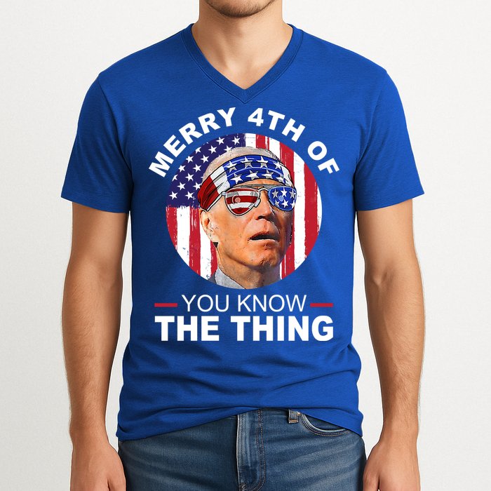 Merry 4th Of You Know The Thing Confused Biden 4th Of July V-Neck T-Shirt