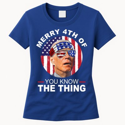 Merry 4th Of You Know The Thing Confused Biden 4th Of July Womens T-Shirt