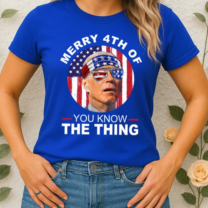Merry 4th Of You Know The Thing Confused Biden 4th Of July Womens T-Shirt