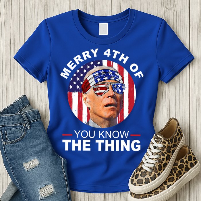Merry 4th Of You Know The Thing Confused Biden 4th Of July Womens T-Shirt