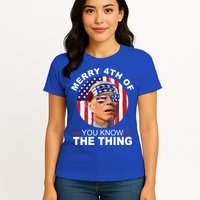 Merry 4th Of You Know The Thing Confused Biden 4th Of July Womens T-Shirt