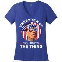 Merry 4th Of You Know The Thing Confused Biden 4th Of July Women's V-Neck T-Shirt