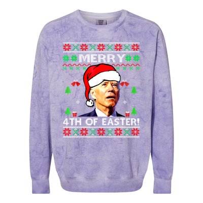 Merry 4th Of Easter Funny Joe Biden Christmas Ugly Sweater Colorblast Crewneck Sweatshirt